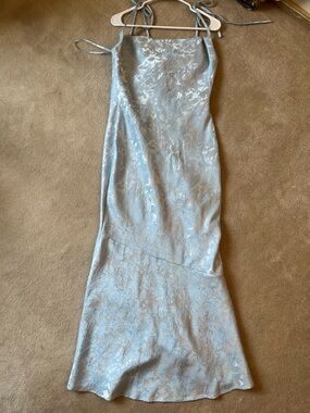 Women’s Elegant Light Blue Floral Jacquard Dress